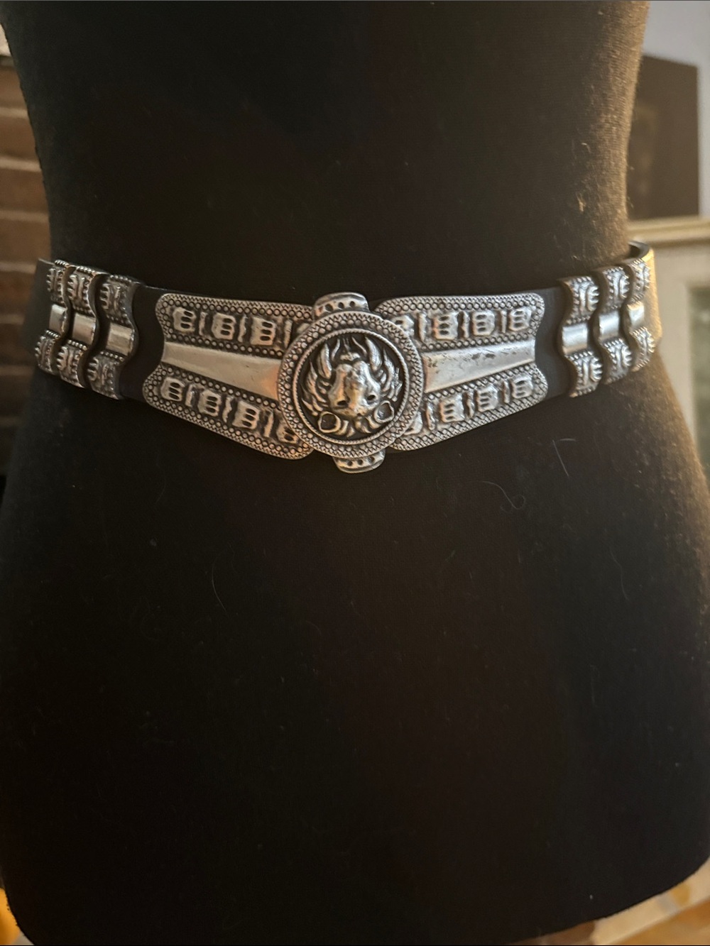 The Kooples Silver-Tone Emblem Stretch Leather Belt